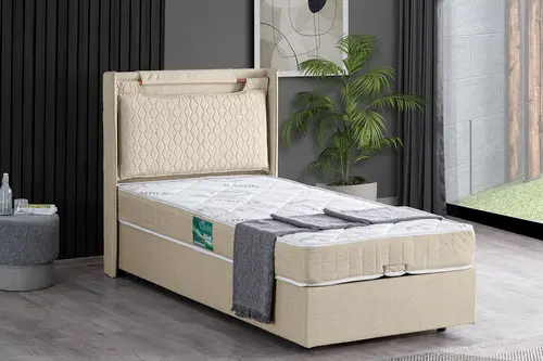 Zagreb Baza Başlık Ve Comfort Yatak Seti, Krem, 90X190