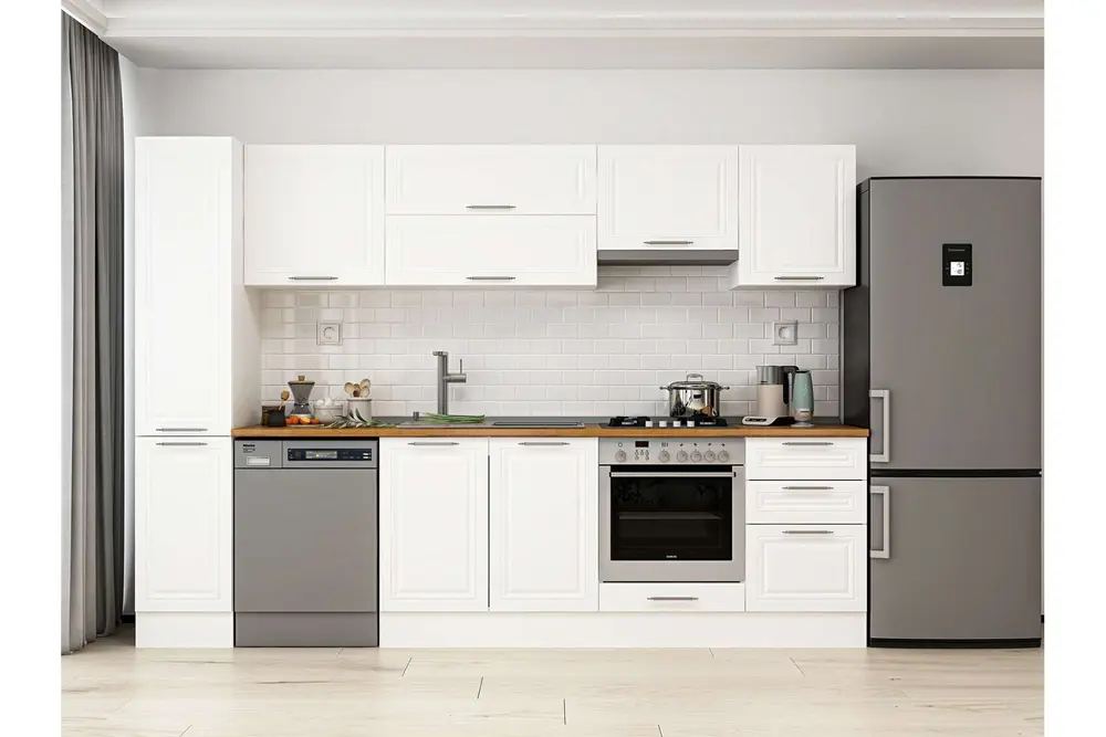 Alvinka 300X210 Cm Klasik Mebran Mutfak Dolabı, Mb E90B40S50 1 Mebran Beyaz Suntalam