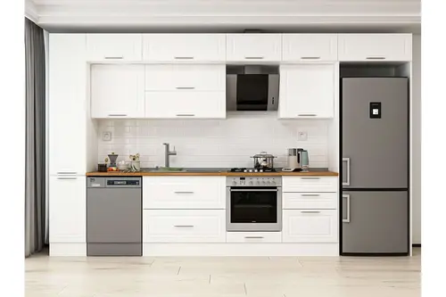 Alvinka 380X240 Cm Klasik Mebran Mutfak Dolabı, Mbb E80B40S60 2 Mebran Beyaz Suntalam
