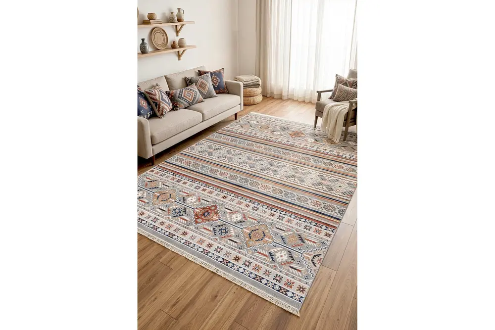 Koza Bohem Gri Multi Halı, A5847C, 80X150