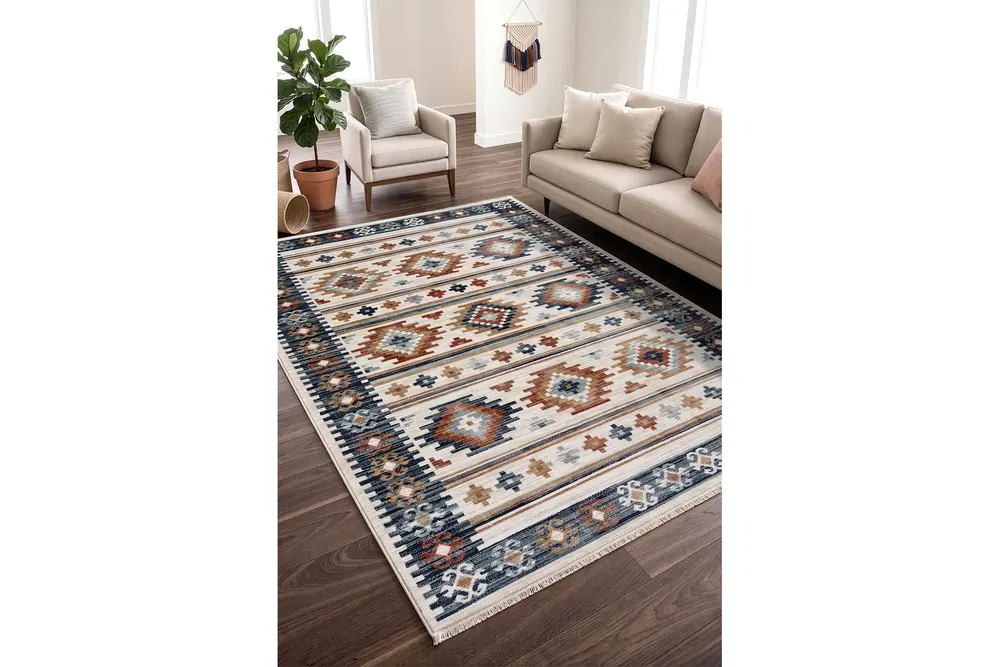 Koza Bohem Krem Multi Halı, A5849A, 80X150