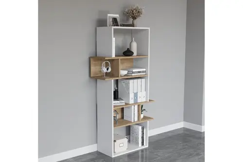 Lagomood Infy Kitaplık, Beyaz Meşe, 5 Raflı