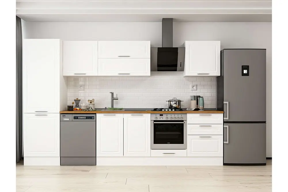 Alvinka 320X210 Cm Klasik Mebran Mutfak Dolabı, Mb E80B60S60 2 Mebran Beyaz Suntalam