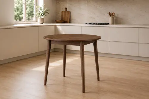 Avanos Yuvarlak Sabit Mdf Mutfak Masası, Q90 Cm, Ceviz Ceviz