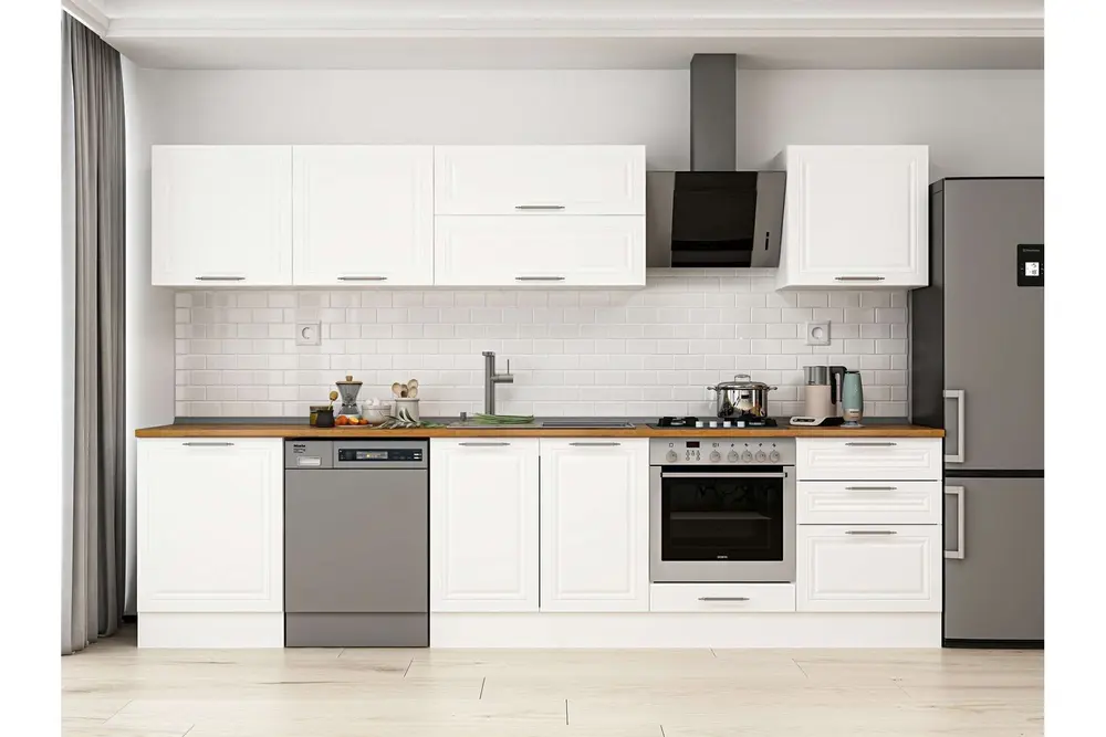 Alvinka 330X210 Cm Klasik Mebran Mutfak Dolabı, M E90S60S60 2 Mebran Beyaz Suntalam