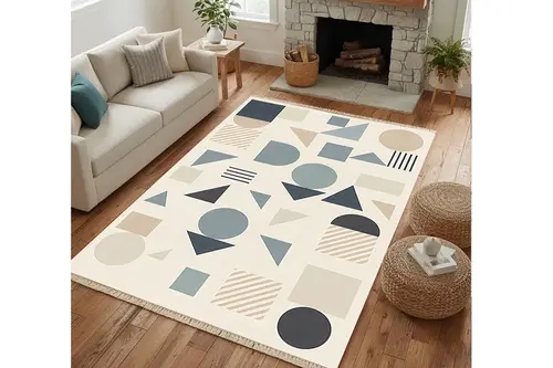Modern Geometri Dokuma Taban Halı, 375 Yng, 60X120 Cm