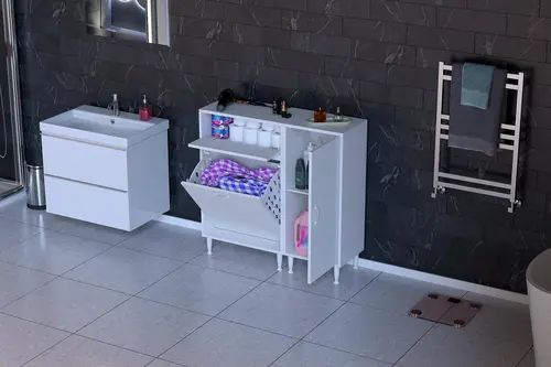 Yenice Banyo Dolabı, 65 Cm 1 Geniş Sepetli, 100 Cm
