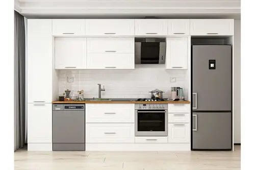 Alvinka 365X240 Cm Klasik Mebran Mutfak Dolabı, Mbb E80B45S40 2 Mebran Beyaz Suntalam