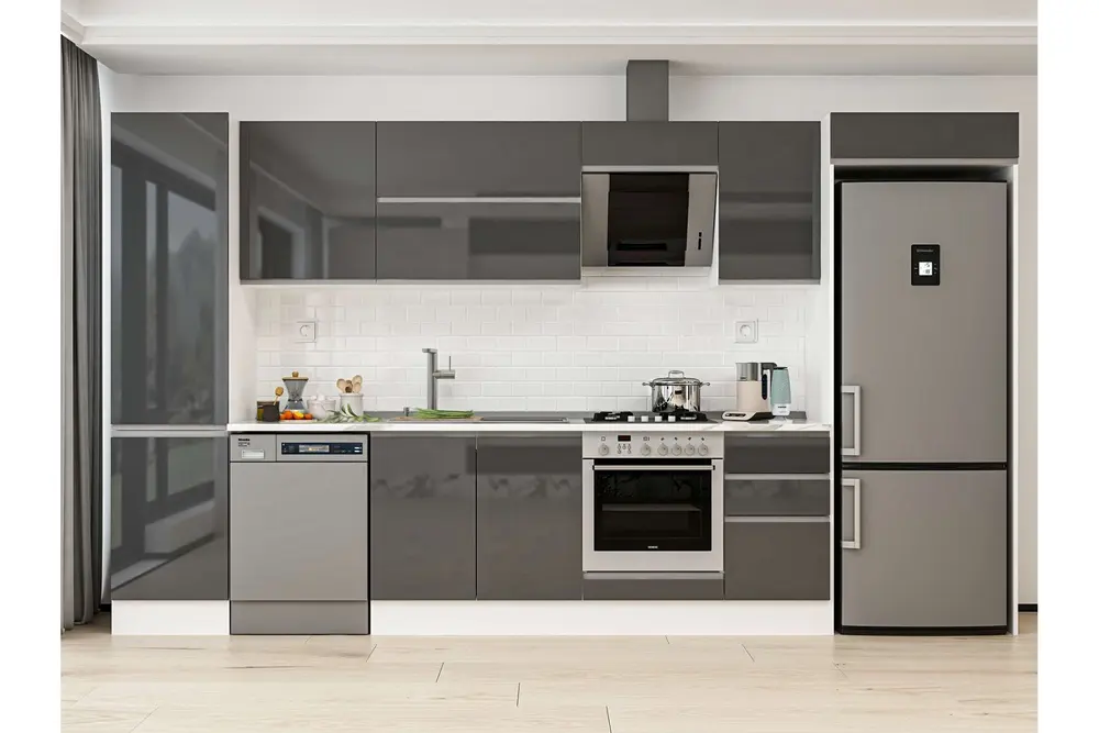 Alvinka 385X222 Cm Mutfak Dolabı, Mbb E90B50S45 2 Antrasit Suntalam