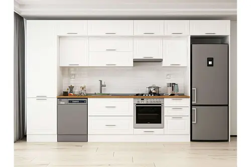 Alvinka 400X240 Cm Klasik Mebran Mutfak Dolabı, Mbb E90B60S50 1 Mebran Beyaz Suntalam