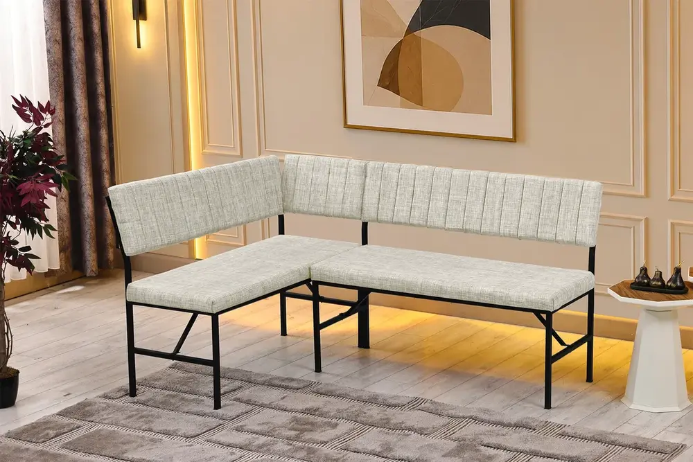 Melody Köşe Bench Takımı, Krem, 110X155 Cm