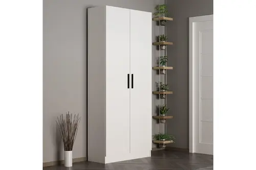 Kale 210 Cm 2 Kapaklı 2B Raf Portmanto, Beyaz