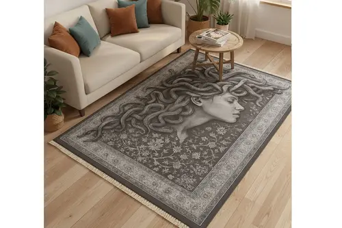 Monokrom Medusa Vintage Dokuma Taban Halı, 361 Yng, 60X120 Cm