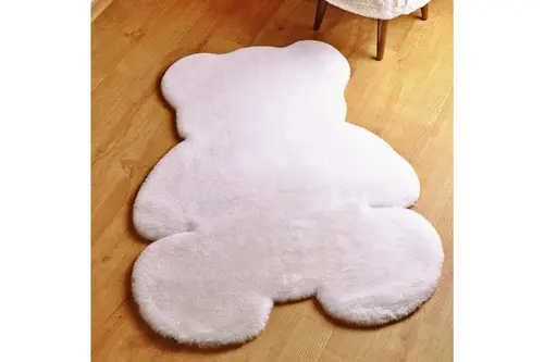 Yıkanabilir Post Peluş Çocuk Halısı, Beyaz, 75X100