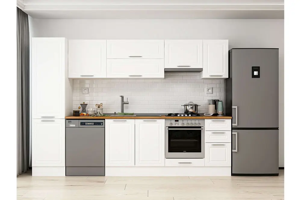Alvinka 290X210 Cm Klasik Mebran Mutfak Dolabı, Mb E80B50S40 1 Mebran Beyaz Suntalam