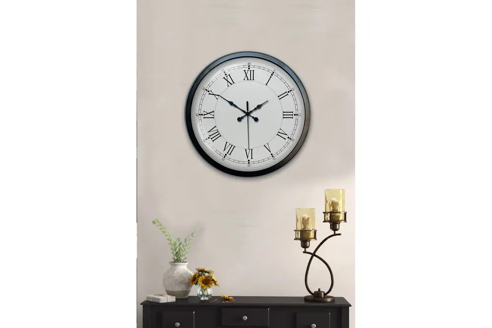 Siyah Metal Retro Duvar Saati 40 Cm