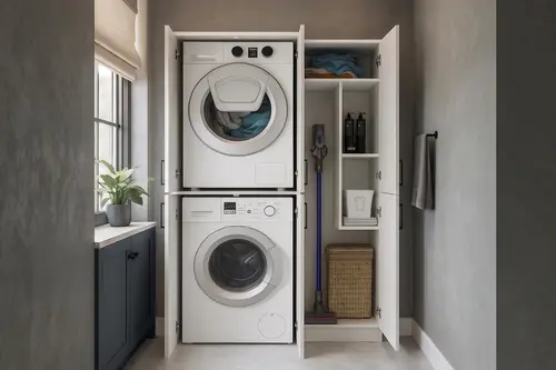 Tani Rovi Çamaşır Ve Kurutma Makinesi Banyo Dolabı, Ütü Masası Bölmeli, Beyaz