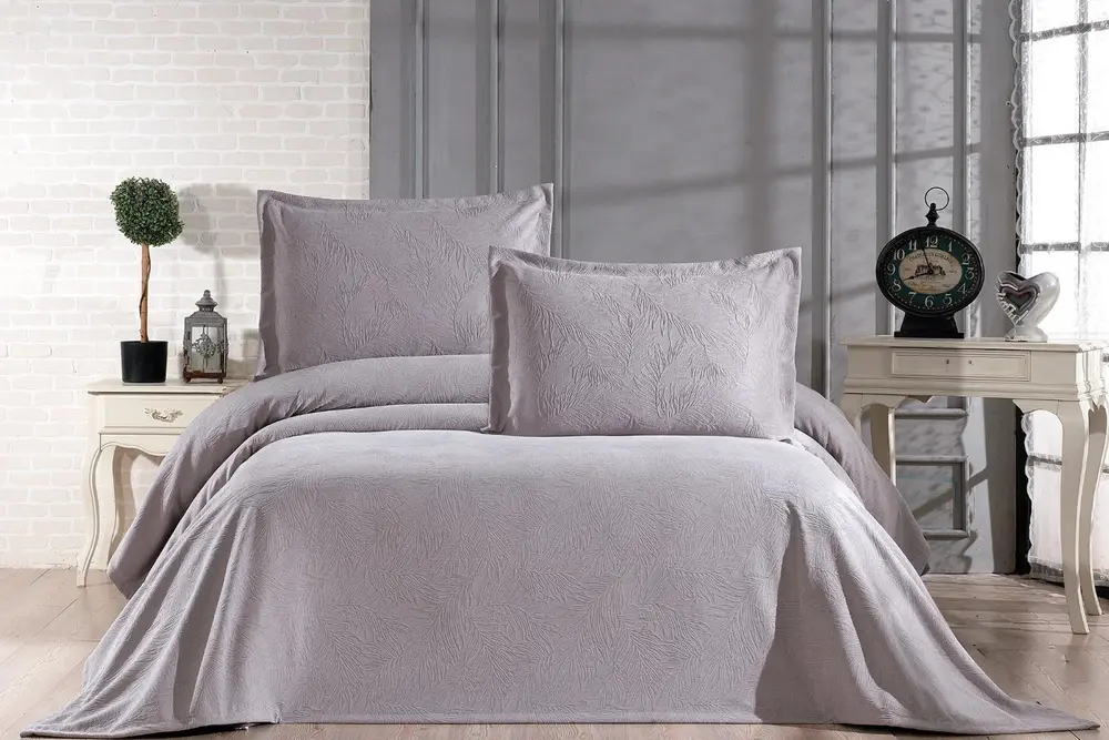 Çapa Home Fiore Yatak Örtüsü, Çift Kişilik, Gri