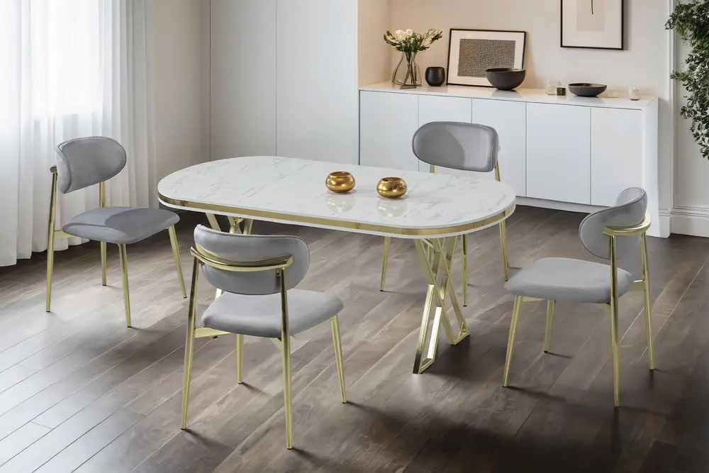 Çınar Marmo Gold Masa Takımı, 4 Luna Sandalye