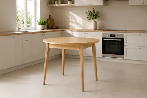 Avanos Yuvarlak Sabit Mdf Mutfak Masası, Q90 Cm, Naturel Naturel