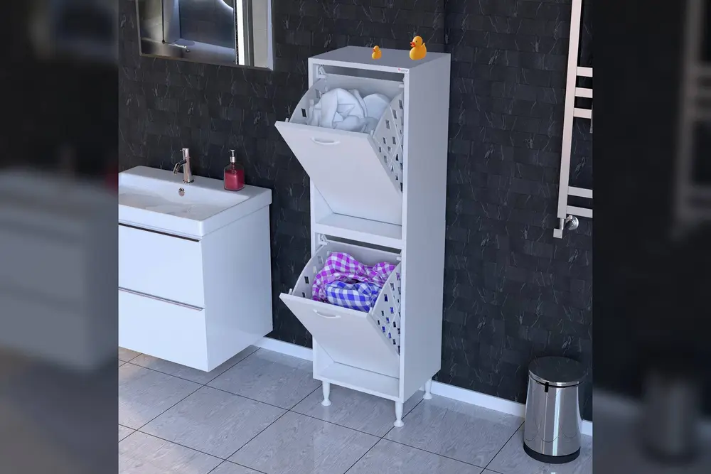 İlkim Alt Ve Üst Modül Sepetli Banyo Dolabı, 35 Cm