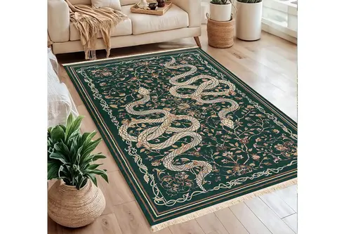Mistik Bahçe Baskılı Dokuma Taban Halı, 295 Yng, 60X120 Cm