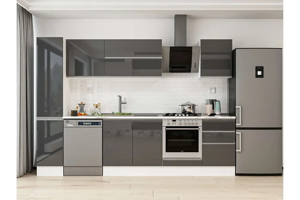 Alvinka 290X210 Cm Mutfak Dolabı, Mb E80B40S50 2 Antrasit Suntalam