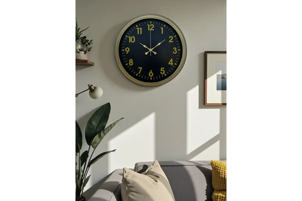 Eskitme Metal Klasik Duvar Saati 40 Cm