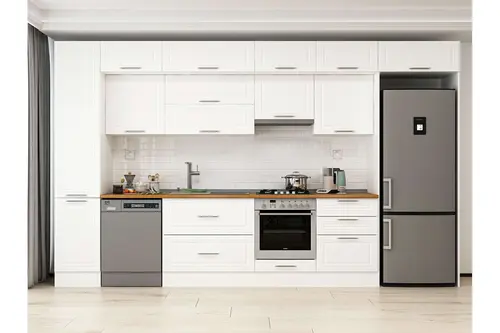 Alvinka 385X240 Cm Klasik Mebran Mutfak Dolabı, Mbb E80B45S60 1 Mebran Beyaz Suntalam