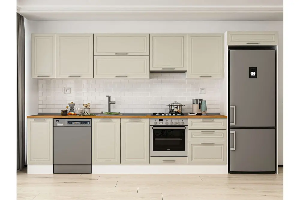 Alvinka 390X222 Cm Klasik Mebran Mutfak Dolabı, Mb E90S40S60 1 Mebran Kumtaşı Suntalam