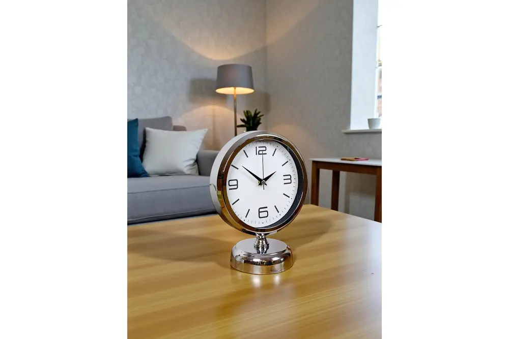 Silver Line Metal Krom Masa Saati 25X20 Cm