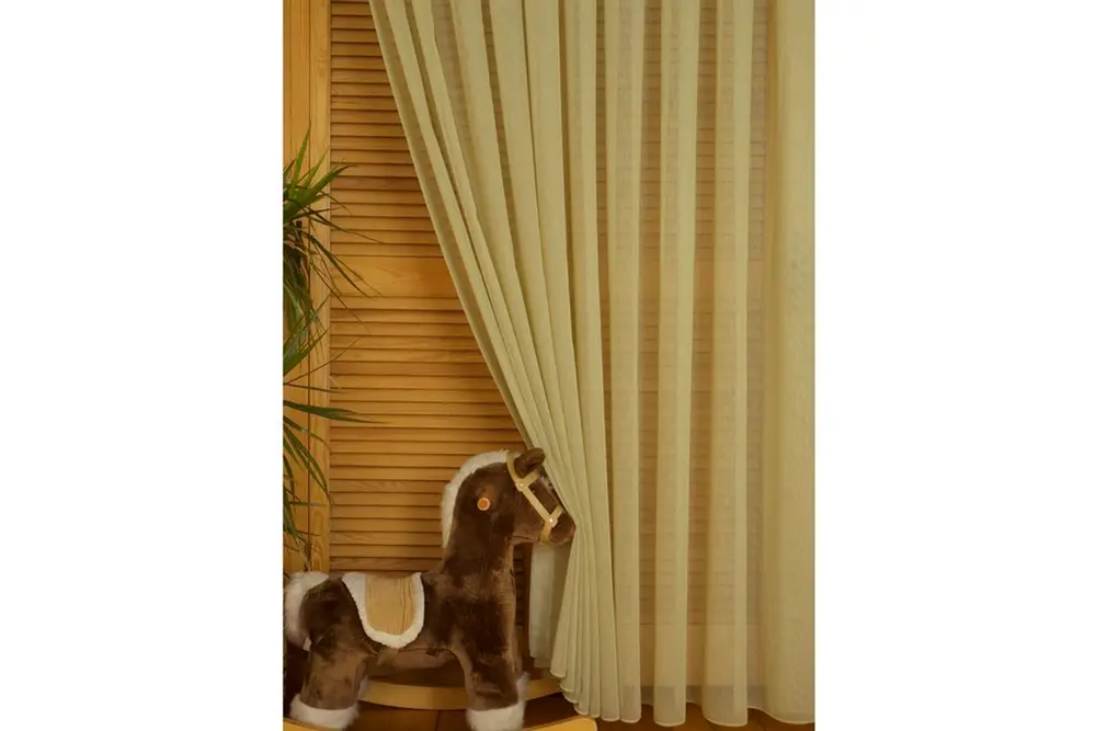 Kırçıllı Keten Tül Su Yeşili 1-3 Sık Pile 100X260