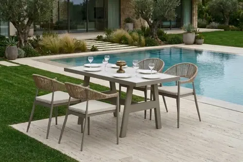 Port Bahçe Balkon Yemek Masası Takımı, 4 Kişilik