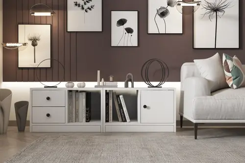 Leksa Tek Kapaklı Çekmeceli Raflı Kitaplık 130 Cm Beyaz Ktp-1199-Ç