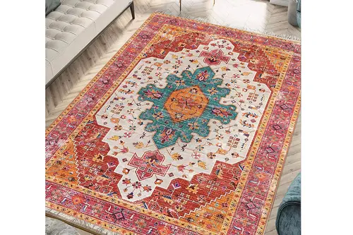 Vintage Renkli Desenli Halı, Etnik Kilim Dokuma Taban Halı, 326 Yng, 60X120 Cm