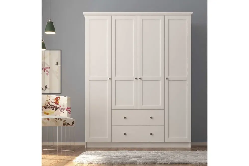 Side Gardırop, Beyaz, 4 Kapaklı