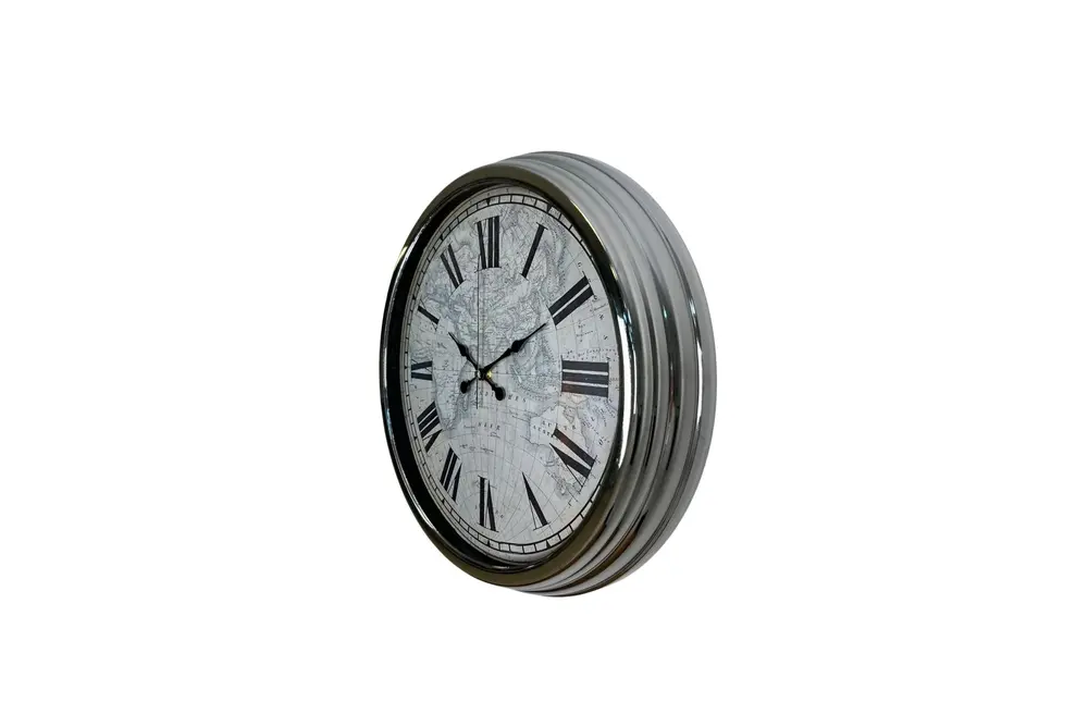 Atlas Silver Metal Duvar Saati 40 Cm