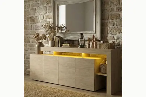 Luma Ledli Konsol Tv Ünitesi, Açık Meşe Desen, 192 Cm