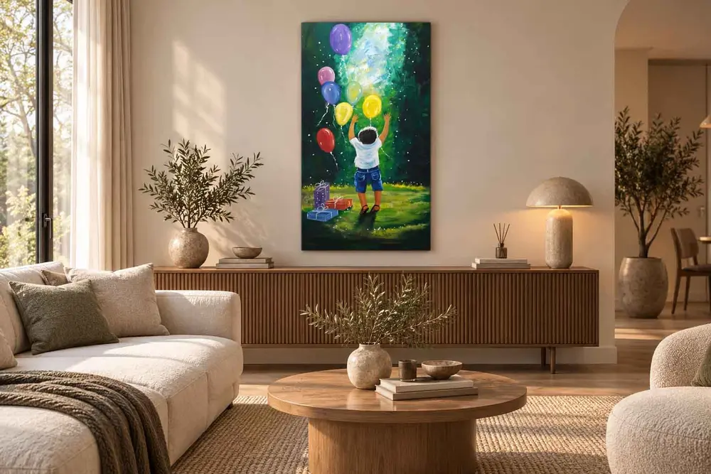 Uzun Balon Ve Hediyeler Orijinal Yağlı Boya Tablo