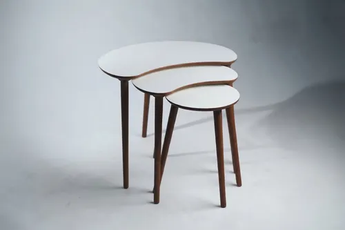 Berlin Üçlü Zigon Sehpa, Beyaz
