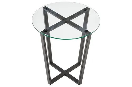 Lenny Yan Sehpa Siyah Metal Ayak Şeffaf Cam Tabla