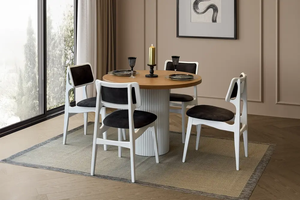 Livoni Ahşap Masa Takımı, 90X90