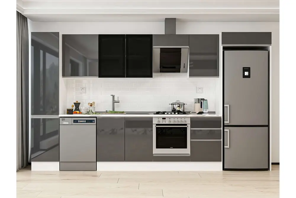 Alvinka 385X222 Cm Mutfak Dolabı, Mbb E90B45S50 3 Antrasit Suntalam