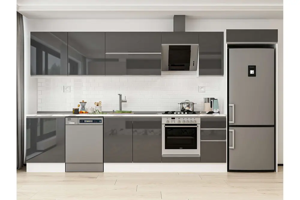Alvinka 380X222 Cm Mutfak Dolabı, Mb E80S60S40 2 Antrasit Suntalam