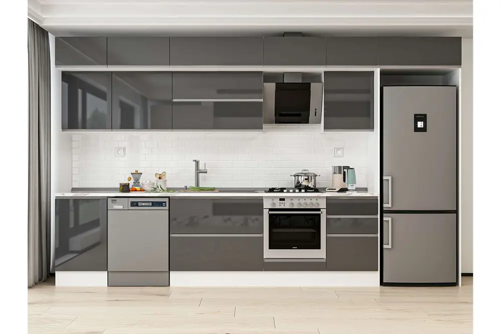 Alvinka 380X240 Cm Mutfak Dolabı, Mb E80S50S50 2 Antrasit Suntalam