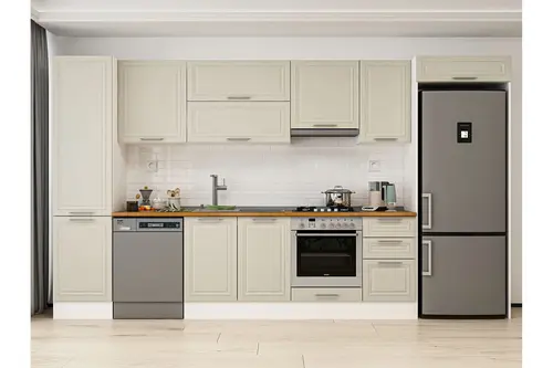 Alvinka 385X222 Cm Klasik Mebran Mutfak Dolabı, Mbb E90B50S45 1 Mebran Kumtaşı Suntalam