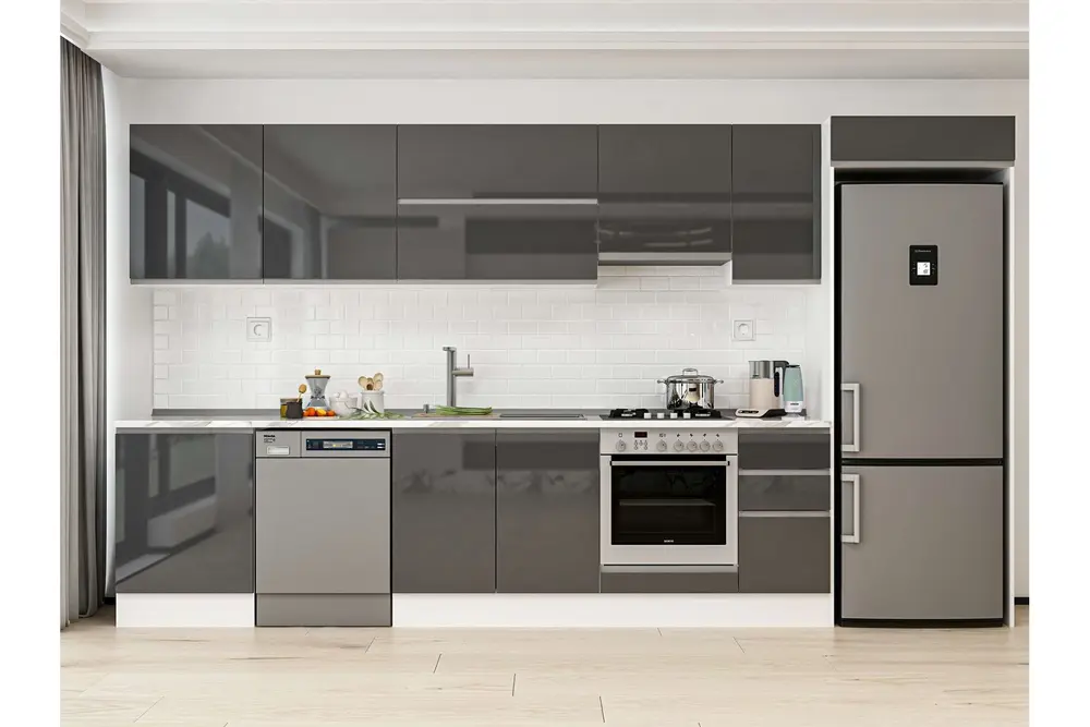 Alvinka 380X222 Cm Mutfak Dolabı, Mb E80S60S40 1 Antrasit Suntalam