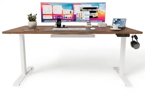Ofisimi Select Uprise Comfort Çift Motorlu Yükseklik Ayarlı Masa, Beyaz Ceviz