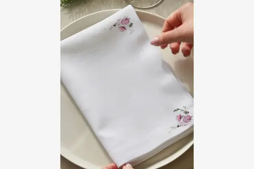 Soft Floral Pamuklu Dört Adet Peçete