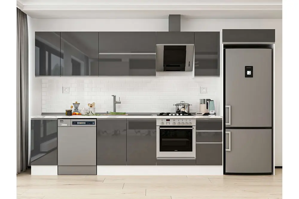 Alvinka 360X222 Cm Mutfak Dolabı, Mb E80S40S40 2 Antrasit Suntalam
